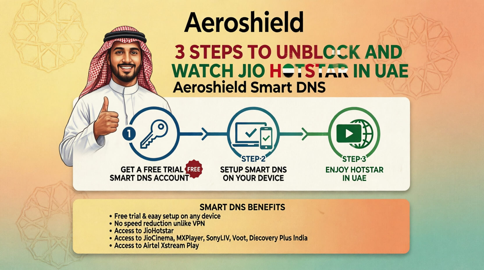 Stream JioHotstar in UAE without VPN. Step-by-step Smart DNS setup for Android, iOS, Smart TV. Free trial • 4K streaming • No buffering • Works with Etisalat & du Focus Keyword: watch JioHotstar in UAE